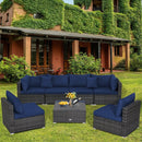 7 Pieces Patio Rattan Furniture Set Sectional Sofa Garden Cushion by LJGDeals