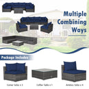 7 Pieces Patio Rattan Furniture Set Sectional Sofa Garden Cushion by LJGDeals