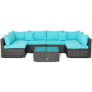 7 Pieces Patio Rattan Furniture Set Sectional Sofa Garden Cushion by LJGDeals