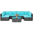 7 Pieces Patio Rattan Furniture Set Sectional Sofa Garden Cushion by LJGDeals