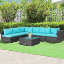 7 Pieces Patio Rattan Furniture Set Sectional Sofa Garden Cushion by LJGDeals