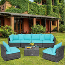 7 Pieces Patio Rattan Furniture Set Sectional Sofa Garden Cushion by LJGDeals