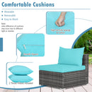 7 Pieces Patio Rattan Furniture Set Sectional Sofa Garden Cushion