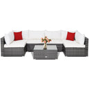 7 Pieces Patio Rattan Furniture Set Sectional Sofa Garden Cushion by LJGDeals
