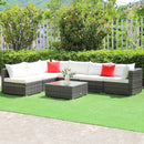 7 Pieces Patio Rattan Furniture Set Sectional Sofa Garden Cushion by LJGDeals