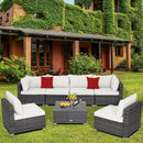 7 Pieces Patio Rattan Furniture Set Sectional Sofa Garden Cushion by LJGDeals