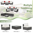 7 Pieces Patio Rattan Furniture Set Sectional Sofa Garden Cushion by LJGDeals