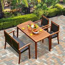4 Pieces Acacia Wood Patio Rattan Dining Furniture Set by LJGDeals