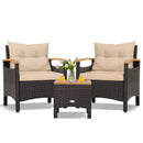 3 Pieces Patio Rattan Furniture Set with Removable Cushion by LJGDeals