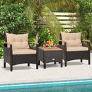 3 Pieces Patio Rattan Furniture Set with Removable Cushion by LJGDeals