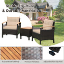 3 Pieces Patio Rattan Furniture Set with Removable Cushion by LJGDeals