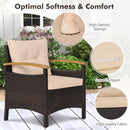 3 Pieces Patio Rattan Furniture Set with Removable Cushions-Beige