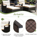 5 Pieces Patio Conversation Set with Cushions Coffee Table and 2 Ottomans by LJGDeals