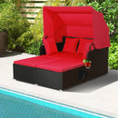 Patio Rattan Daybed with Retractable Canopy and Side Tables by LJGDeals