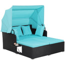 Patio Rattan Daybed with Retractable Canopy and Side Tables by LJGDeals
