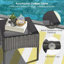 8 Pieces Patio Wicker Conversation Set with 2 Coffee Tables and 2 Ottomans by LJGDeals