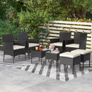 8 Pieces Patio Wicker Conversation Set with 2 Coffee Tables and 2 Ottomans by LJGDeals