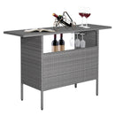Outdoor Patio Wicker Bar Table with Metal Shelves by LJGDeals