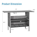 Outdoor Patio Wicker Bar Table with Metal Shelves by LJGDeals