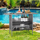 Outdoor Patio Wicker Bar Table with Metal Shelves by LJGDeals