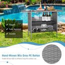 Outdoor Patio Wicker Bar Table with Metal Shelves by LJGDeals