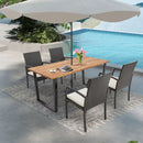 6-Person Acacia Wood Outdoor Dining Table with 2 Inch Umbrella Hole by LJGDeals