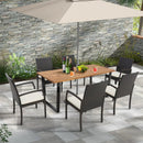 6-Person Acacia Wood Outdoor Dining Table with 2 Inch Umbrella Hole by LJGDeals