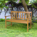 2-Person Outdoor Acacia Wood Bench with Backrest by LJGDeals
