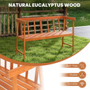 Outdoor Eucalyptus Wood Bench with Backrest and Armrests by LJGDeals