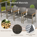 Set of 4 Patio Rattan Dining Chairs with Acacia Wood Armrests-Set of 4 by LJGDeals