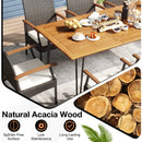9 Pieces Outdoor Patio Dining Set with Acacia Wood Square Table and Umbrella Hole by DirectDeals