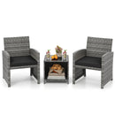 3 Pieces Patio Furniture Set with Tempered Glass Coffee Table and Soft Seat Cushions by LJGDeals