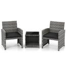 3 Pieces Patio Furniture Set with Tempered Glass Coffee Table and Soft Seat Cushions by LJGDeals