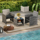 3 Pieces Patio Furniture Set with Tempered Glass Coffee Table and Soft Seat Cushions by LJGDeals