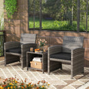3 Pieces Patio Furniture Set with Tempered Glass Coffee Table and Soft Seat Cushions by LJGDeals