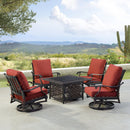 Black Aluminum Fire Table Set with Four Club Chairs