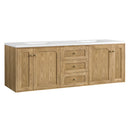 James Martin Laurent 72" Dual Mount Double Bathroom Vanity, Light Natural Oak