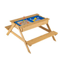 3-in-1 Kids Picnic Table Wooden Outdoor Water Sand Table with Play Boxes by LJGDeals