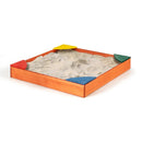 Kids Outdoor Wooden Backyard Sandbox with Built-in Corner Seating by LJGDeals