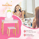 2-in-1 Children Vanity Table Stool Set with Mirror-Pink by LJGDeals