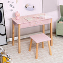 2-in-1 Children Vanity Table Stool Set with Mirror-Pink by LJGDeals