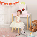 2-in-1 Children Vanity Table Stool Set with Mirror-Pink by LJGDeals