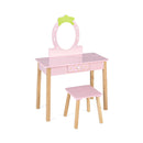 2-in-1 Children Vanity Table Stool Set with Mirror-Pink by LJGDeals