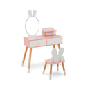 Kids Vanity Table and Chair Set with Drawer Shelf and Rabbit Mirror by LJGDeals