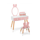 Kids Vanity Table and Chair Set with Drawer Shelf and Rabbit Mirror by LJGDeals