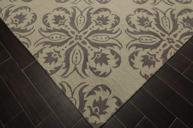 8' x 10' Handmade Wool Loop & Cut Pile Transitional Oriental Area rug Beige