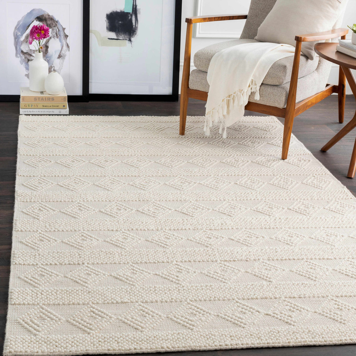 Bolinger Area Rug, installed in a room