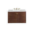 James Martin Amberly 36" Dual Mount Single Bathroom Vanity, Mid-Century Walnut