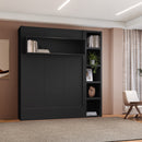 Easy-Lift Full Murphy Wall Bed in Black with Bookshelf