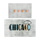 US States Chicago Design Non Skid Washable Kitchen Runner Rugs Set of 2| 44 x 24 and 31.5 x 20 Inches Floor Mats|Ivory